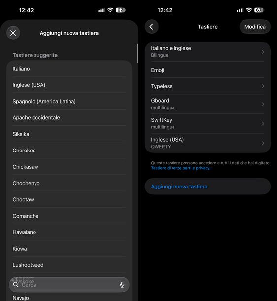 Aggiungere nuova tastiera iPhone