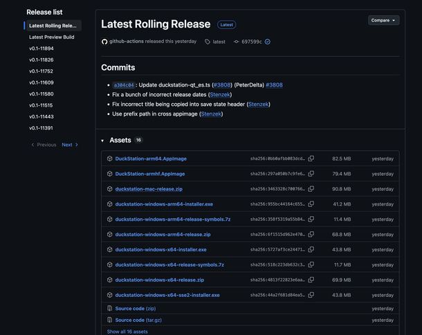 Scaricare DuckStation da GitHub Mac