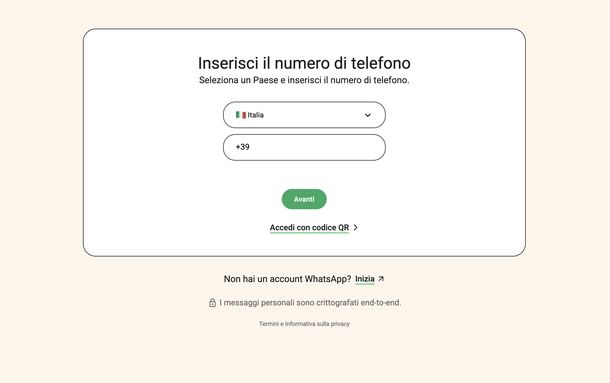 Collegare smartphone a WhatsApp Web numero di telefono