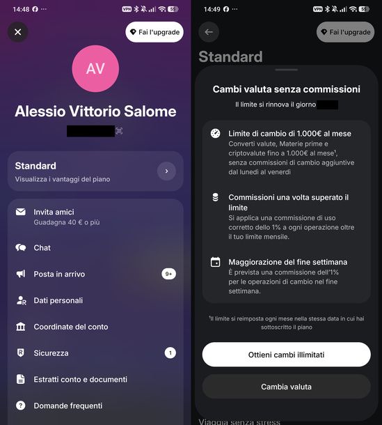 Controllare limite cambio valuta Revolut Android