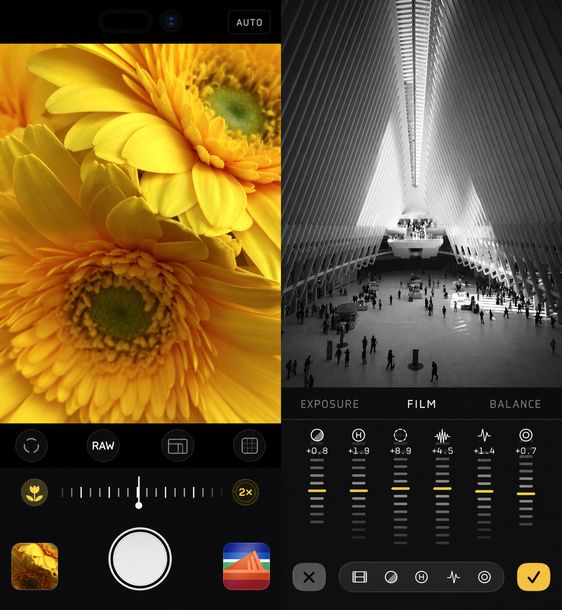 Interfaccia Halide Mark III iPhone