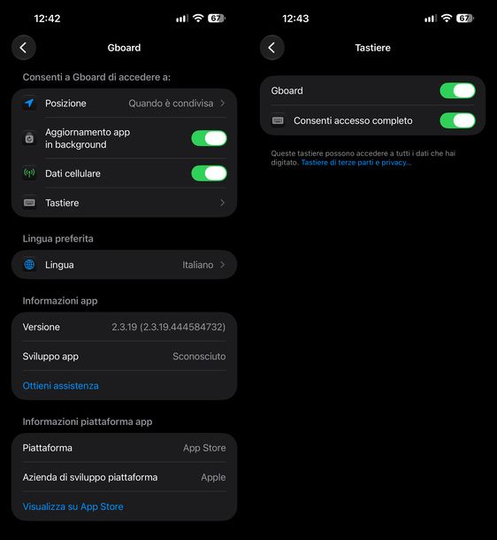 Attivare Gboard iPhone