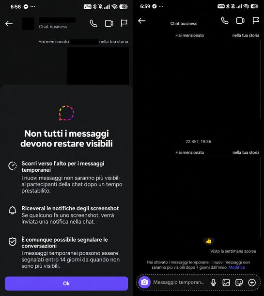 Messaggi temporanei attivi Instagram Android