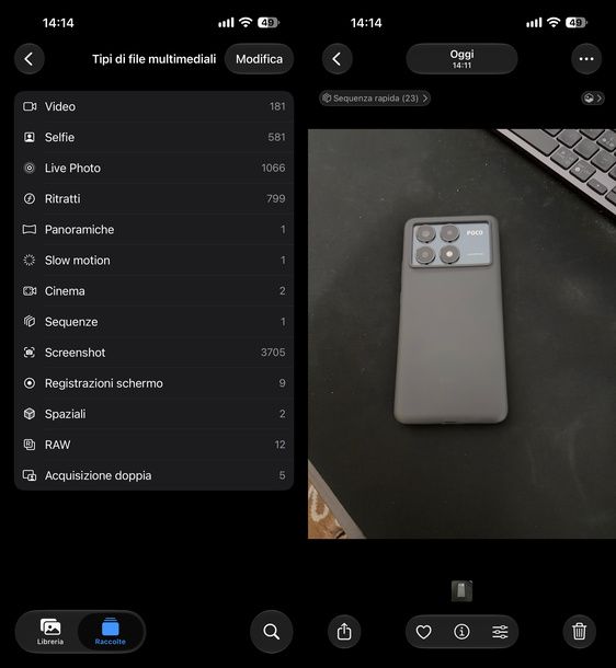 Aprire sequenze rapide su iPhone