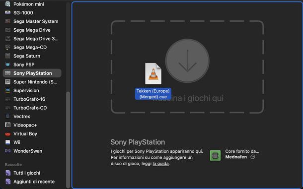 Aggiungere giochi PS1 OpenEmu Silicon Mac