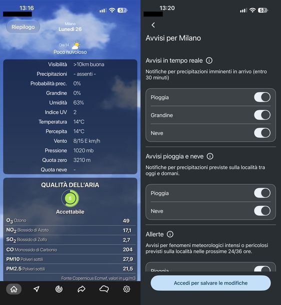 Grandine iLMeteo 3B Meteo iPhone