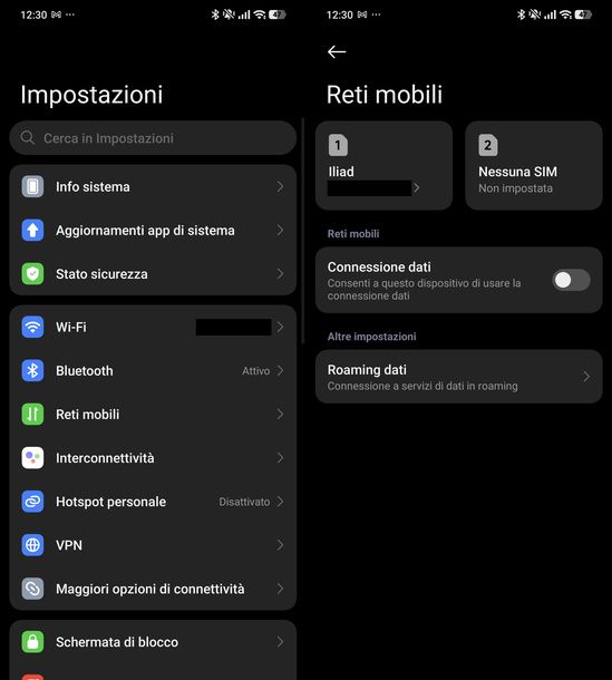 Selezionare SIM reti mobili Android