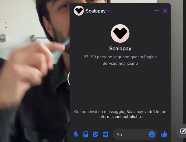 Scrivere a Scalapay su Facebook