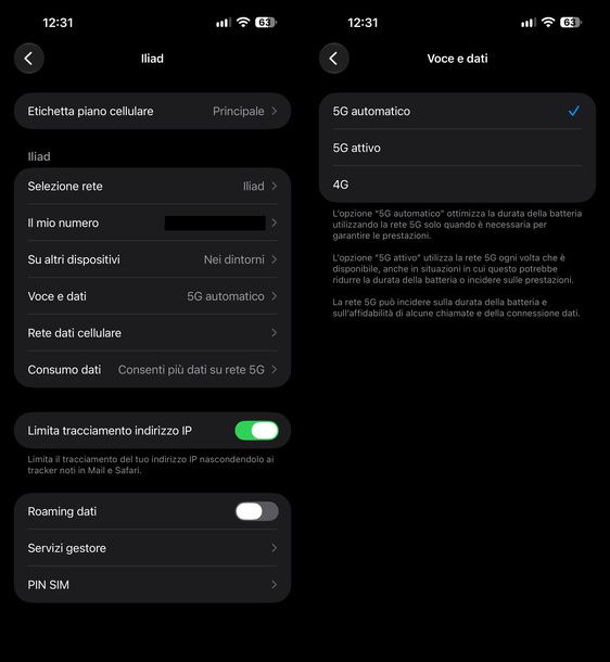 Attivare 5G iPhone