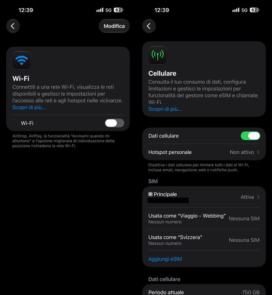 Verificare connessione 5G iPhone