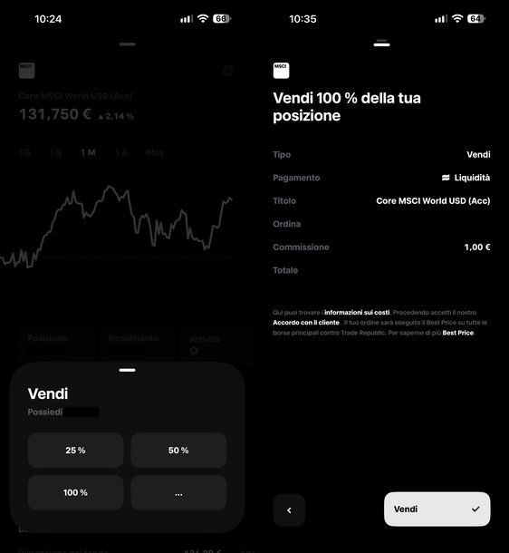 Vendere intera posizione Trade Republic iPhone