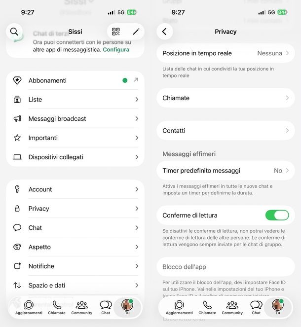 conferme lettura WhatsApp