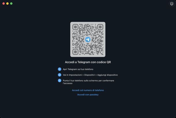 Accedere a Telegram con codice QR su macOS