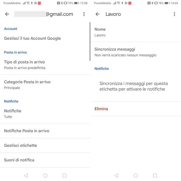 Etichette Gmail Android
