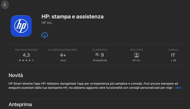 Scaricare HP Smart App Store Mac