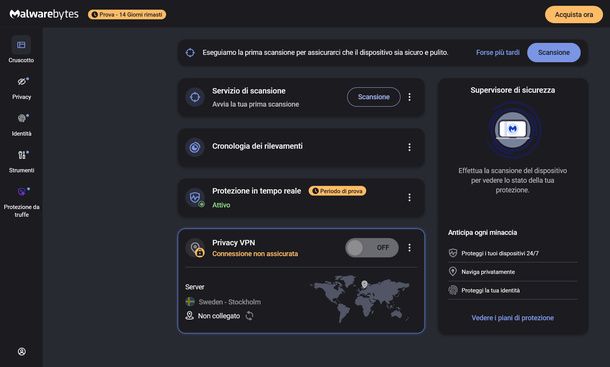 Avviare scansione Malwarebytes Windows