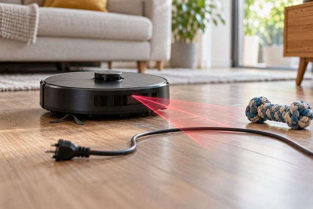 Robot aspirapolvere rileva ostacoli