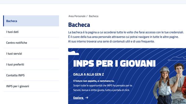 Sezione I tuoi dati MyINPS Mac