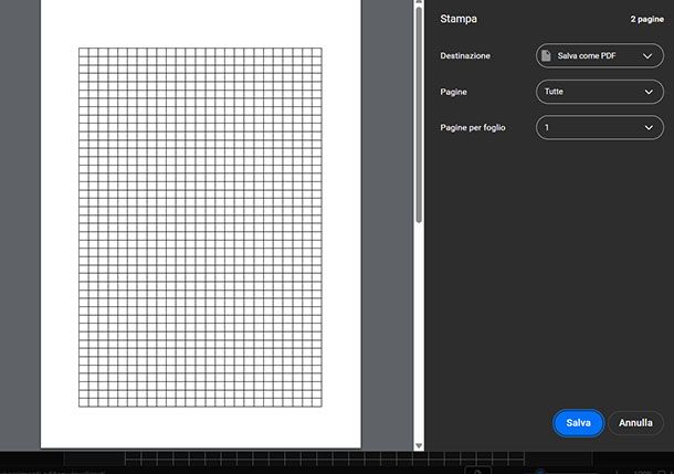 Anteprima di stampa a quadretti su Word online