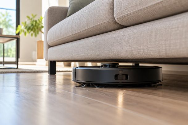 Robot aspirapolvere sotto il divano