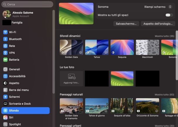 Cambiare sfondo Impostazioni di Sistema Mac