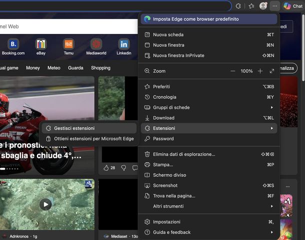 Gestire estensioni Microsoft Edge Mac