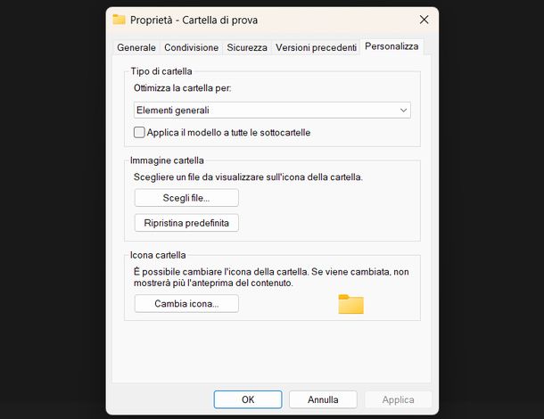 Cambiare icona cartella Windows 11