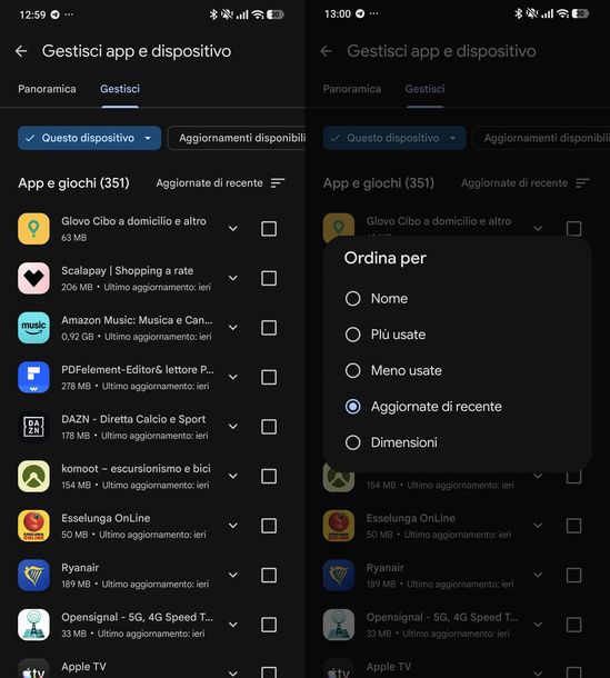 Vedere app installate Google Play Android