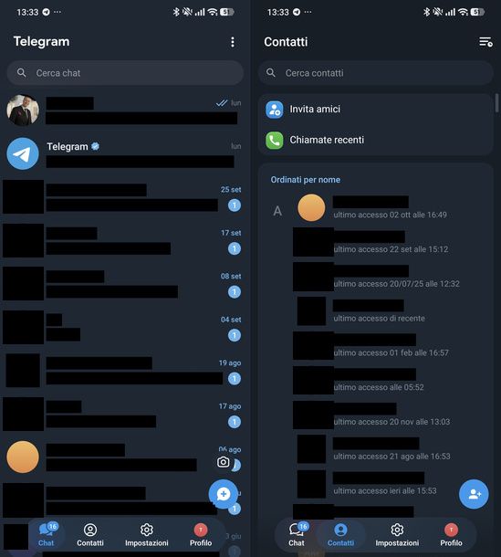 Trovare contatto Telegram Android