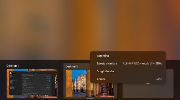 Rinominare e chiudere desktop virtuale Windows 11