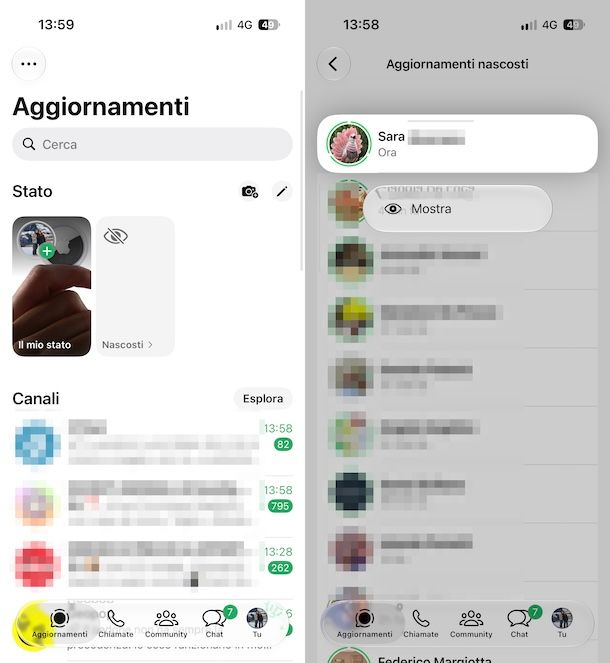 Come mostrare stati WhatsApp nascosti