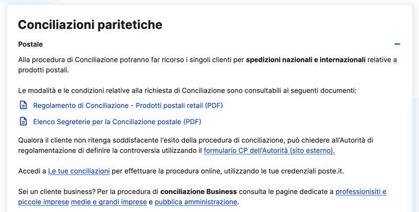 Conciliazione Poste Italiane
