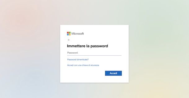 password di microsoft