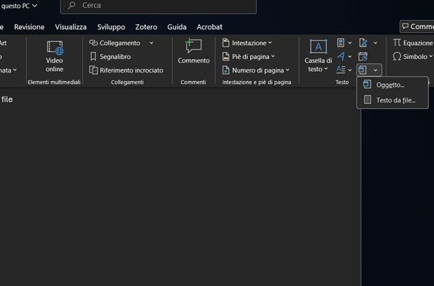inserisci testo da file word
