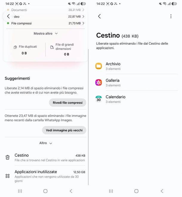 assistente dispositivo Samsung cestino