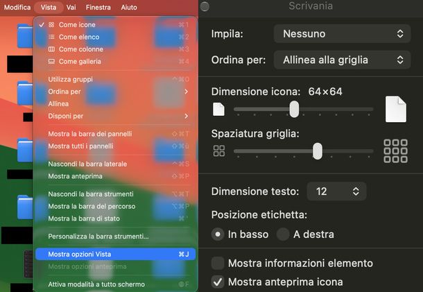 Cambiare dimensione icone scrivania Mac