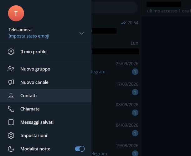 Aprire Contatti Telegram Windows