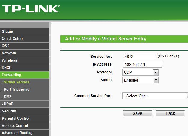 Pannello di controllo modem TP-Link