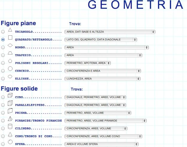 programma per risolvere problemi di geometria